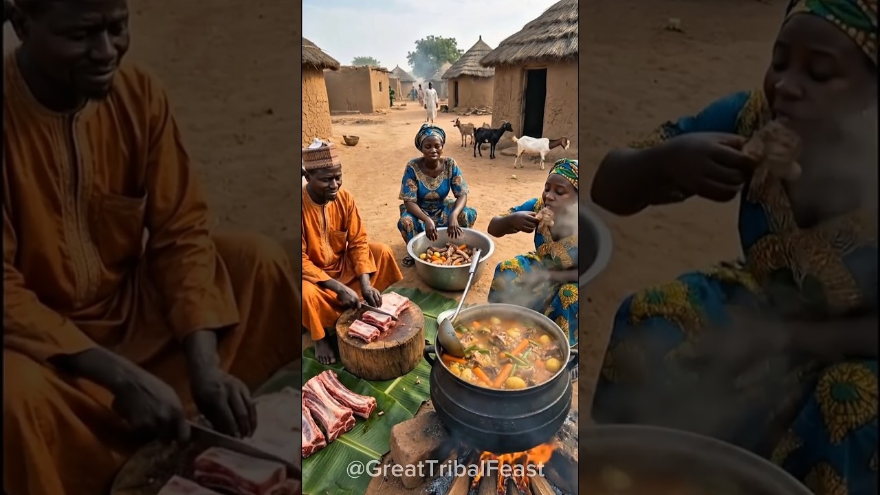They Couldn&rsquo;t Wait&hellip; This Village Meat Feast Was Ready! 🍖🔥#VillageCooking #TribalFeast #FireFood