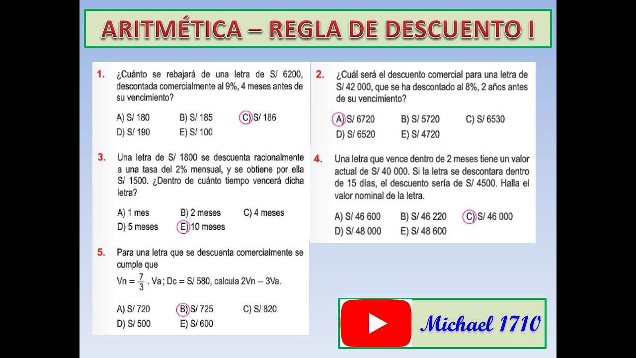 Regla de Descuento I - Aritmética (Nivel Pre - Básico I)