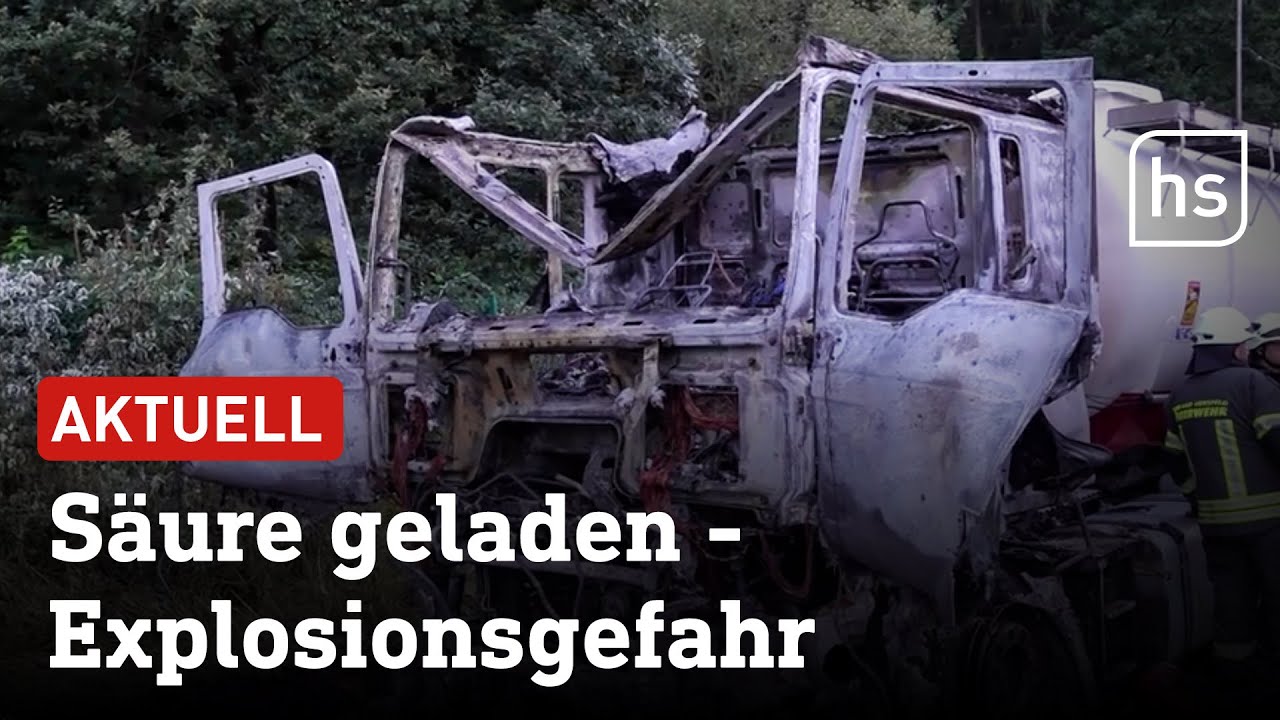 A7 Vollsperrung: Lkw mit Säure brennt bei Kirchheimer Dreieck aus | hessenschau
