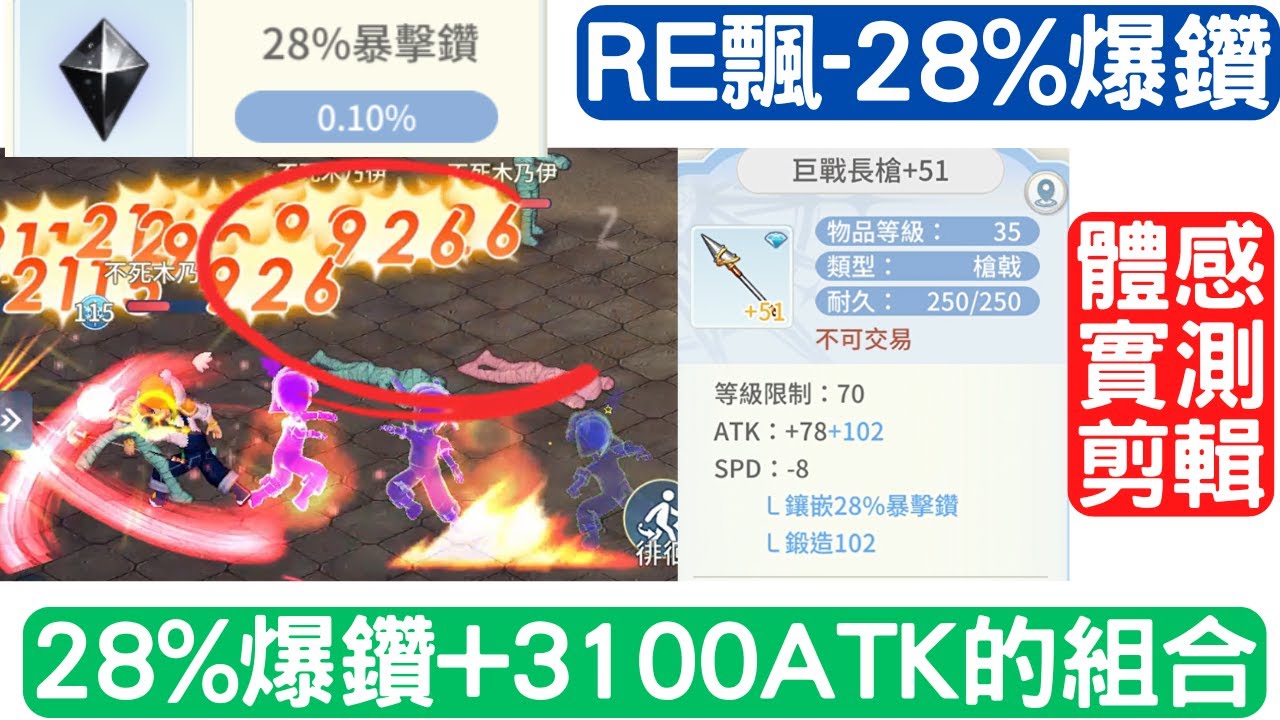 《飄流幻境Re:星之方舟》剪輯體感實測28%爆鑽+3100ATK的組合-組織副本埃及祭司的陰謀：個人覺得比起20%確實有所提升，應該。 ｜屬性套裝裝備｜ RE飄