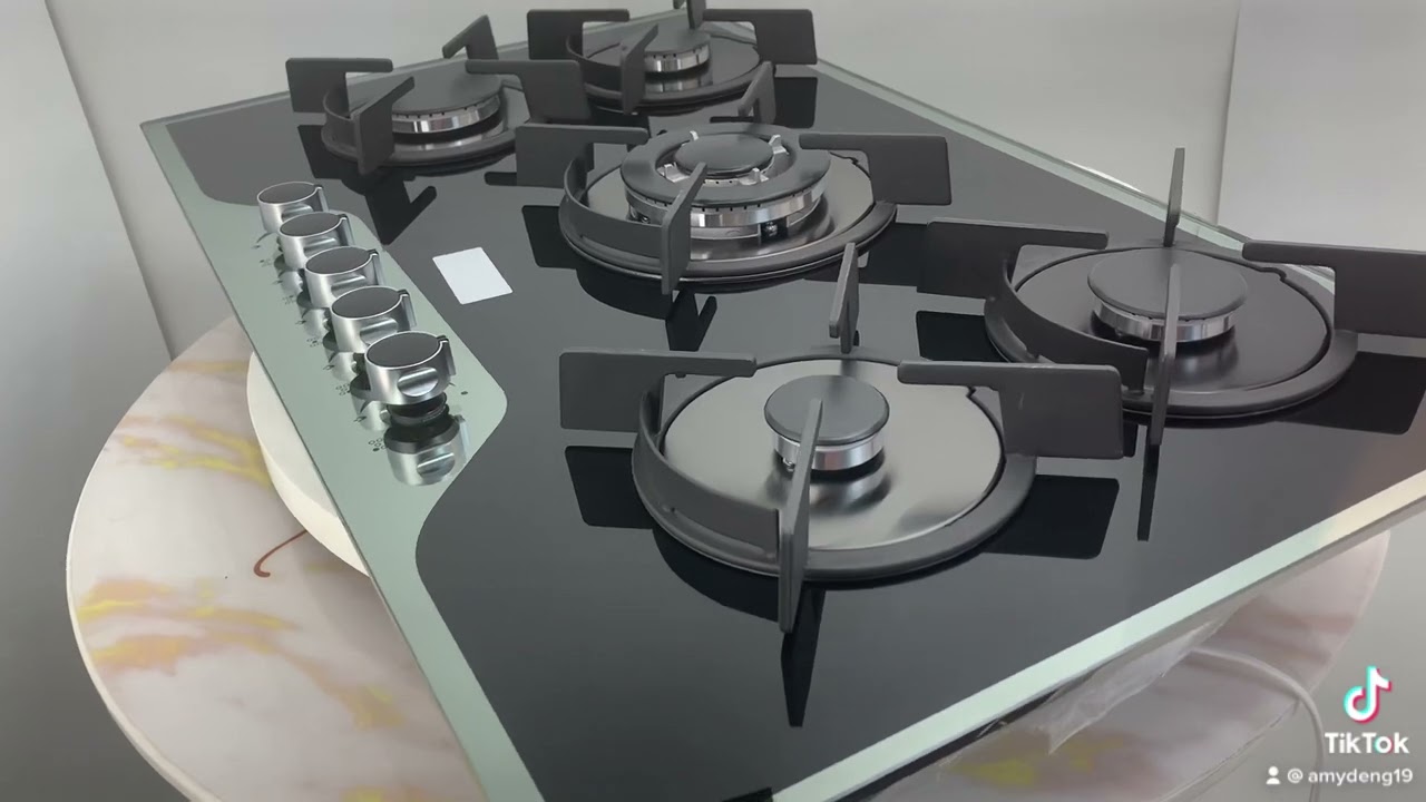 5 burners tempered glass gas stove with safety devices