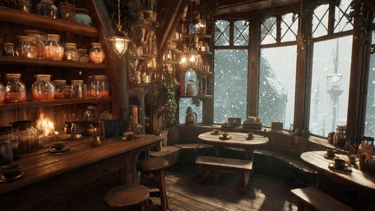 Hiding in Madam Puddifoot's ☕ | Steam & Snowy Windows | Relax & Unwind
