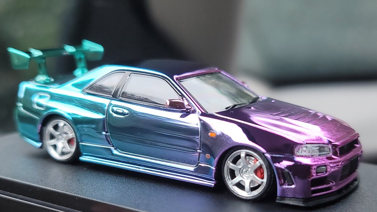 Serial Number 001 of 699 - Nissan Skyline R34 GT-R in SpectraFlame Pink / Purple / Teal / Aqua