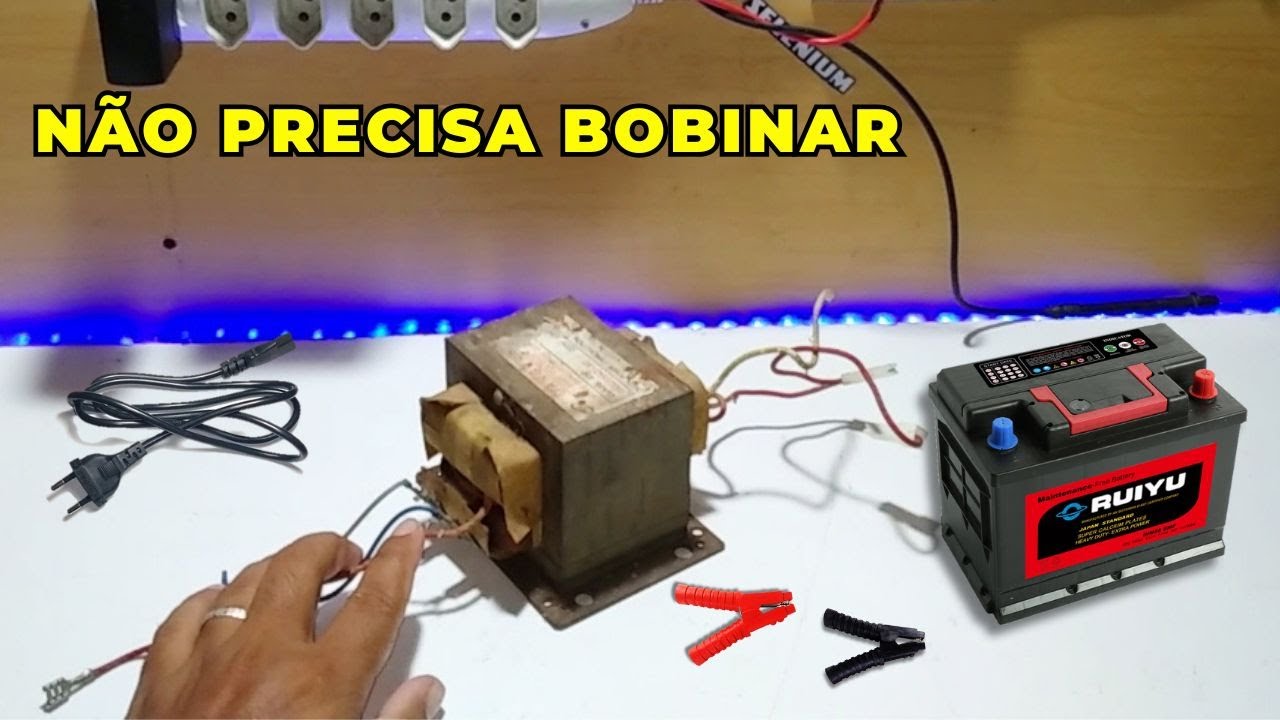 Como Fazer CARREGADOR de BATERIA Caseiro SEM REBOBINAR Transformador PASSO a PASSO