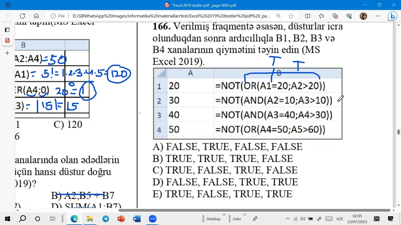 excel məsələ izahları(master nr1 test bankı)(160-215)