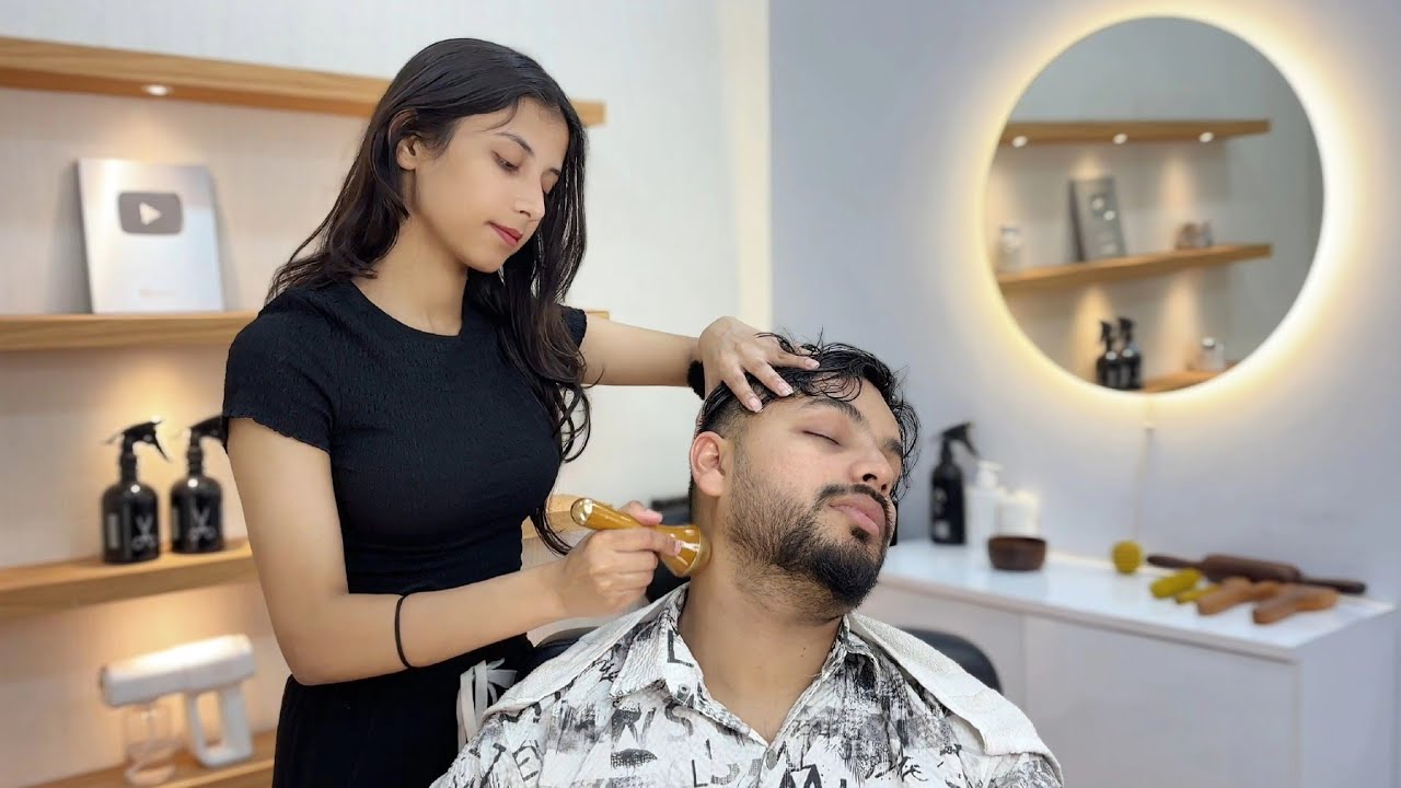 Pure Relax Head Massage By Shivu Barber💆🏻&zwj;♂️ | Forehead & Ear asmr massage✨| Tok sen 