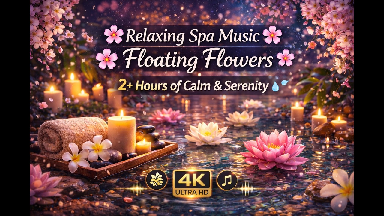 🌸 Relaxing Spa Music with Floating Flowers | 2+ Hours of Calm & Serenity 💦