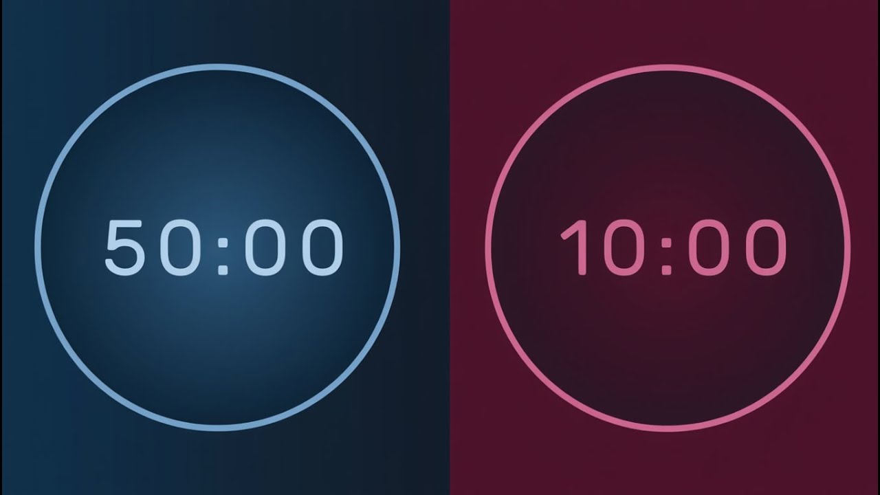 50/10 Pomodoro Timer | Smooth White Noise | 🎧 4 Hour | Deep Focus | ADHD
