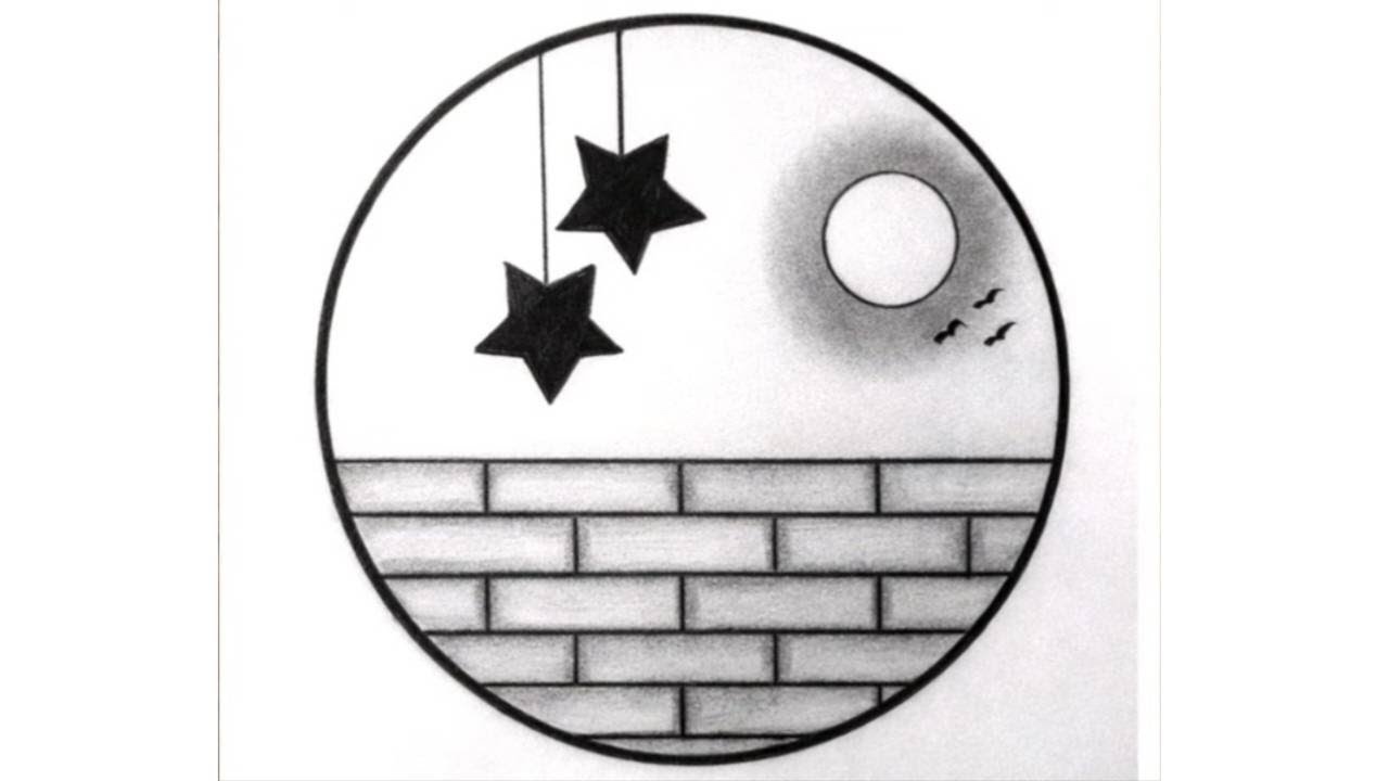 Easy circle scenery drawing | Circle drawing for beginners | Pencil Art