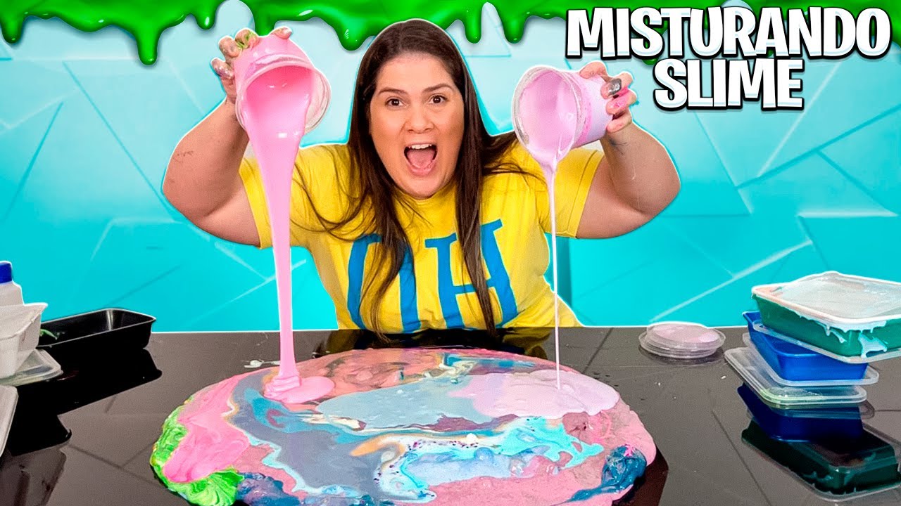 FIZEMOS UMA PISCINA COM NOSSAS SL!MES * MISTURANDO TUDO!!!