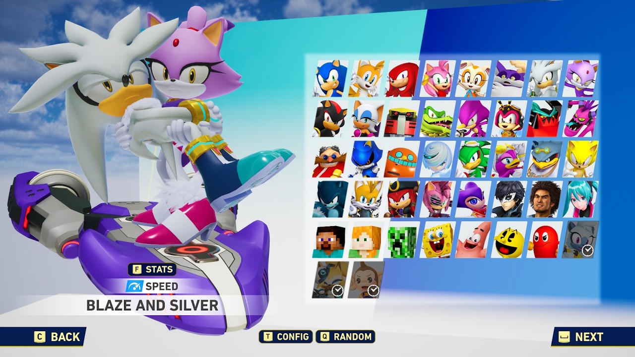 Blaze is holding Silver his hands in Sonic Racing Crossworlds!