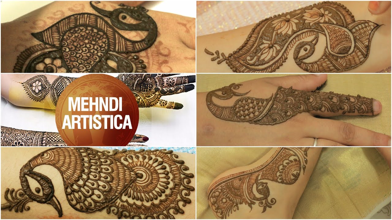 Five Patterns Of Stylist Henna Mehndi Peacocks For Bridal Hands & Legs:Various Peacocks Mehendi DIY