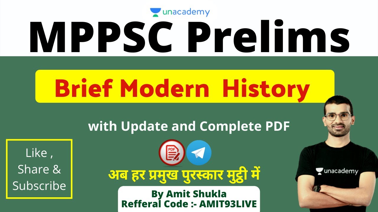 Brief Modern History for MPPSC Prelims 2021 | Amit Shukla Sir | Unacademy MPPSC