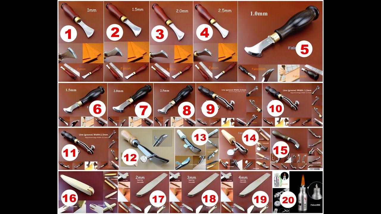20 Kinds Leather Craft Edg Edging Creaser Round Press Line Beveler Decorate Tool