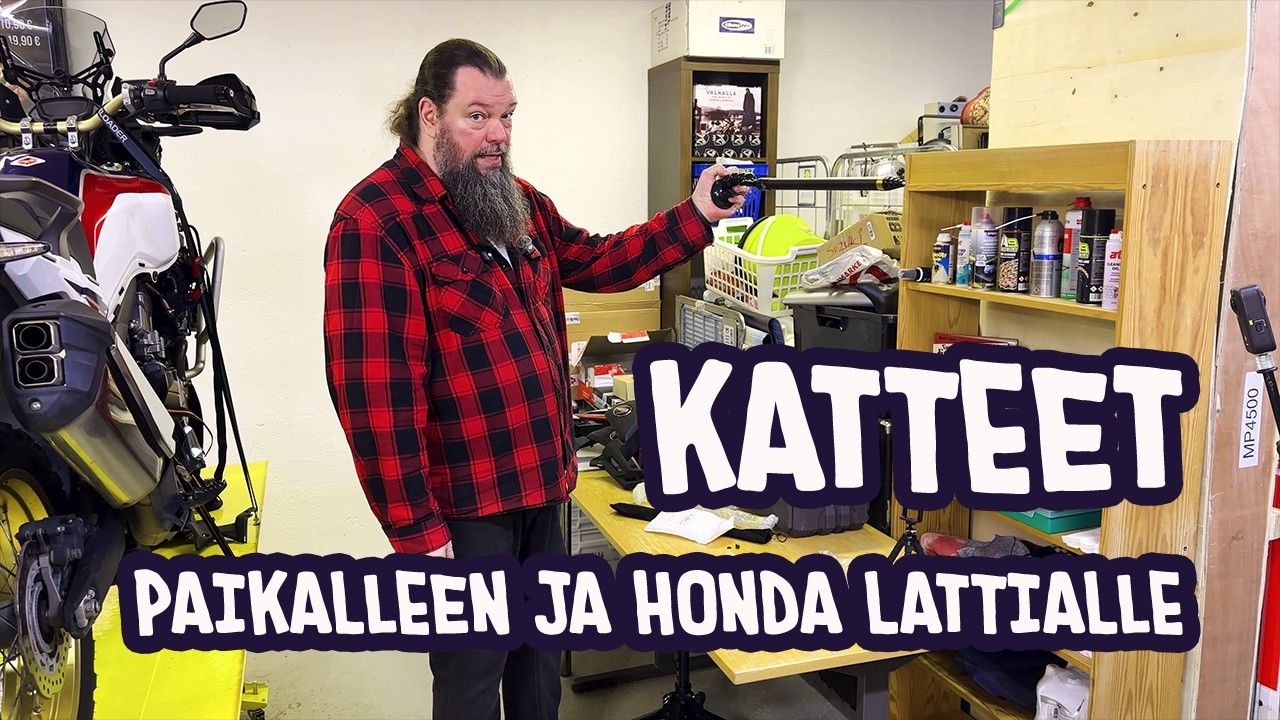 Honda Africa Twin kasaan kellaripajassa – huoltopöydältä lattialle
