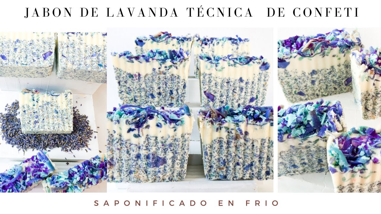 JABON DE LAVNDA TÉCNICA DE CONFETI SAPONIFICADO EN FRÍO fórmula incluida.