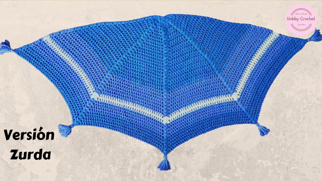 Chal Básico con Borlas a crochet paso a paso (Versión Zurda)