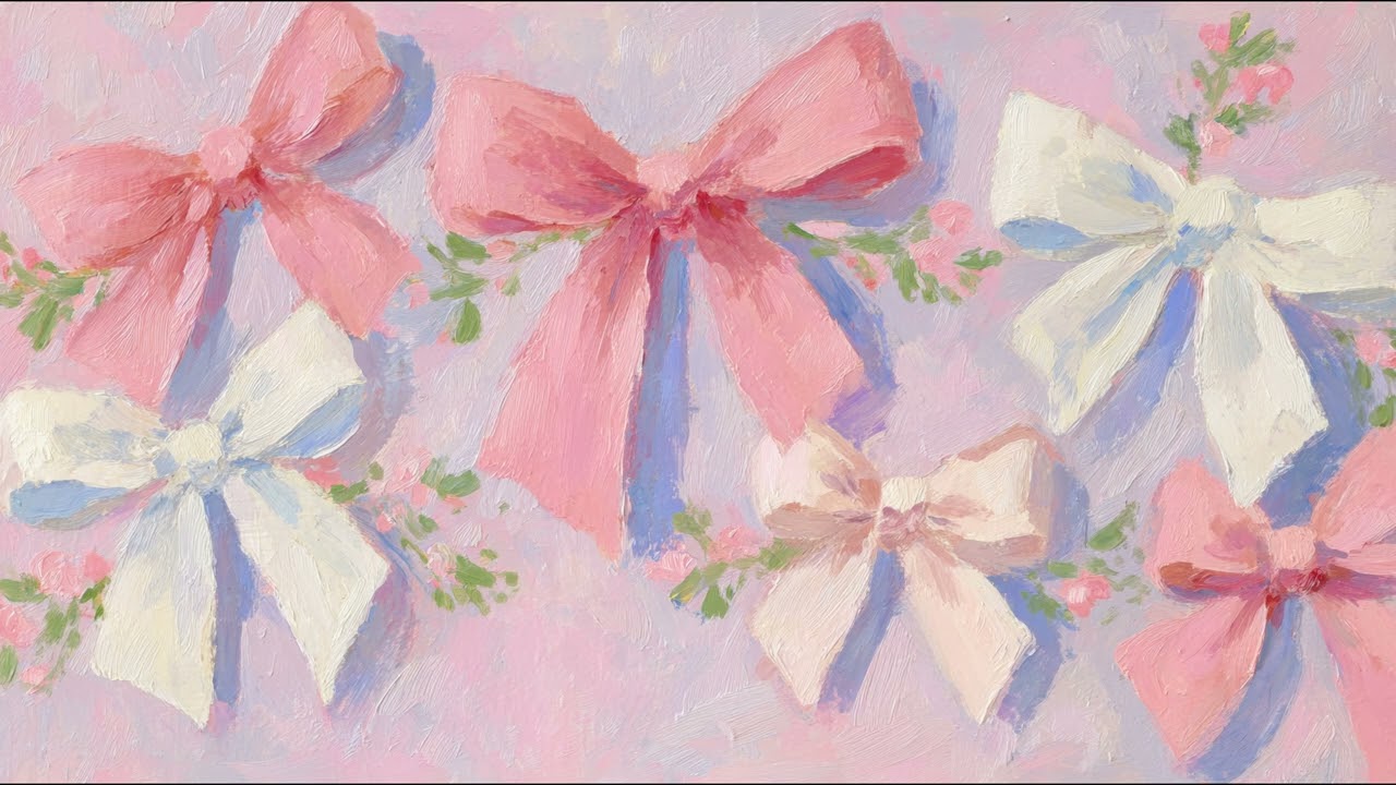 Aesthetic Pink Bows TV Art 4K 🎀 Romantic Decorative Background, Elegant Scene