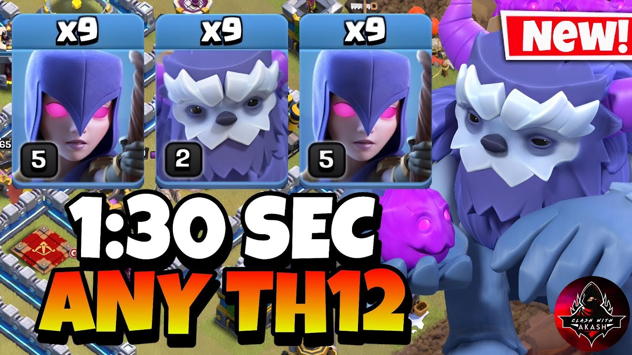 TH12 Yeti Witch Attack With 8 Zap Spell | Best TH12 Attack Strategy in Clash of Clans
