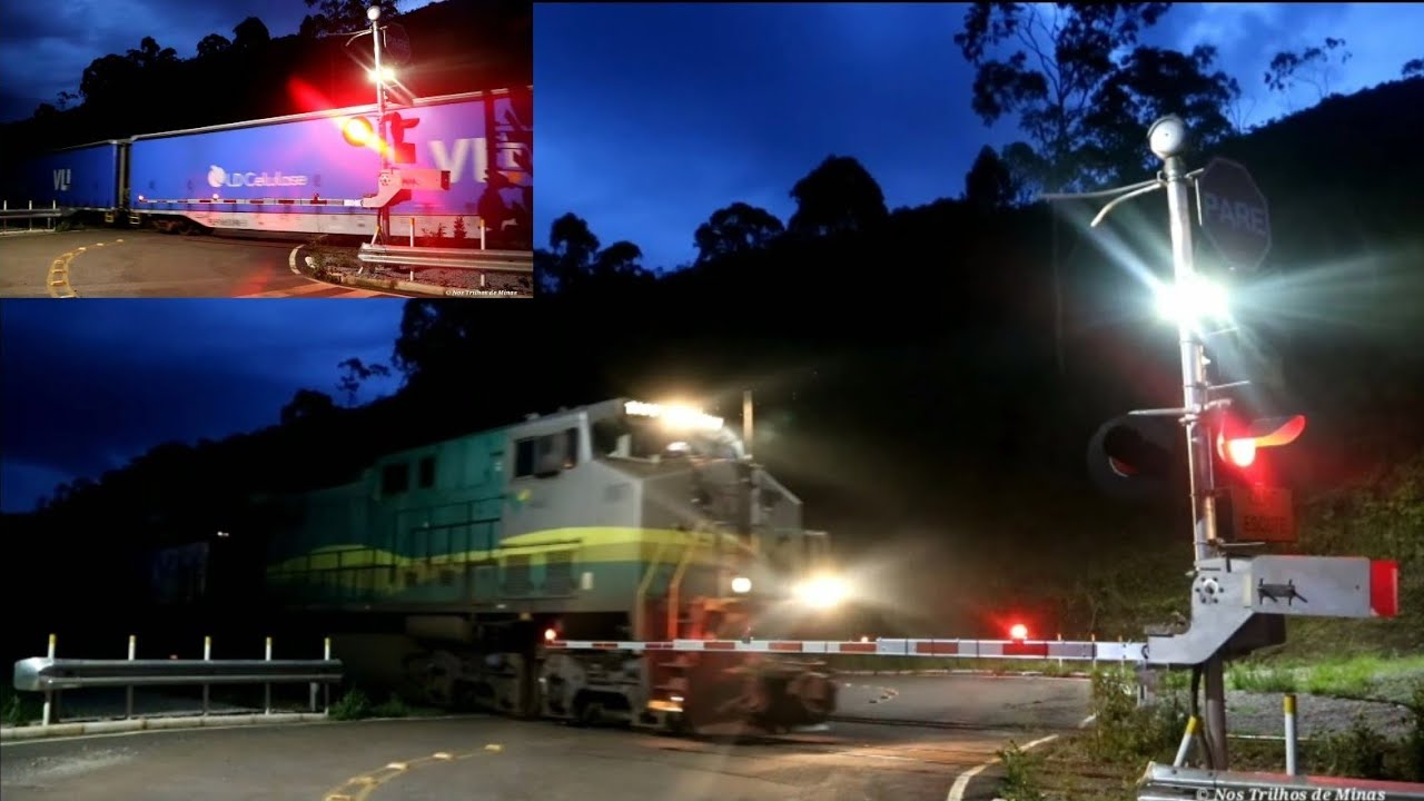 Trem carregado de Celulose da LD CELULOSE passando por Bar&atilde;o de Cocais-MG no inicio da noite