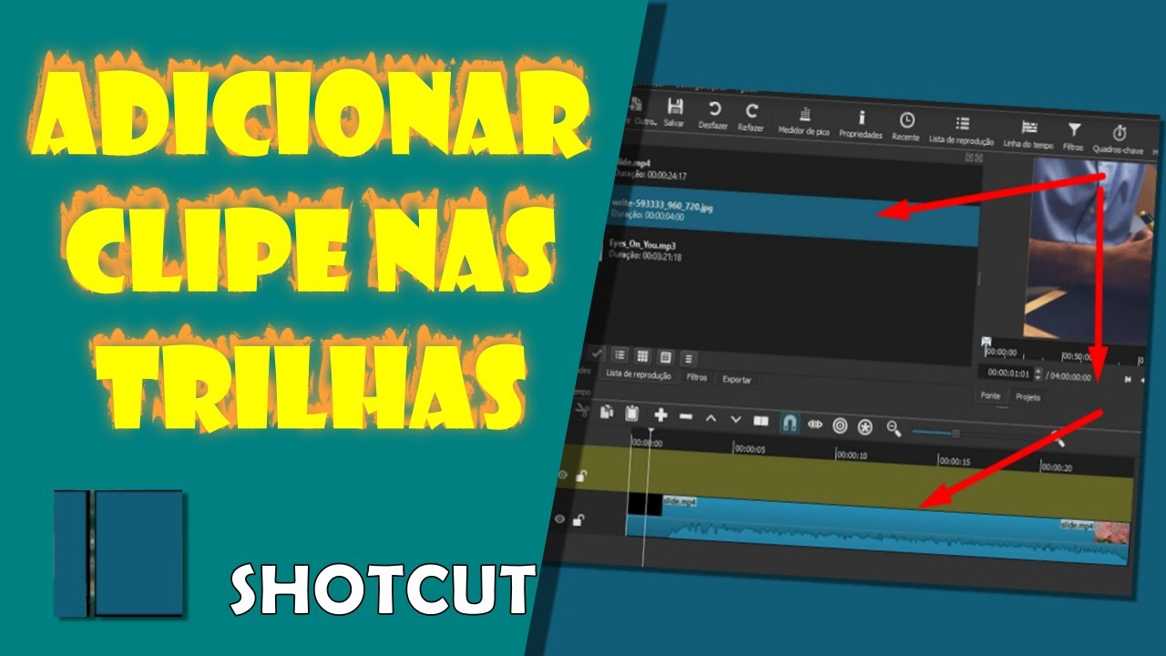 Shotcut - Adicionando Clipe nas Trilhas