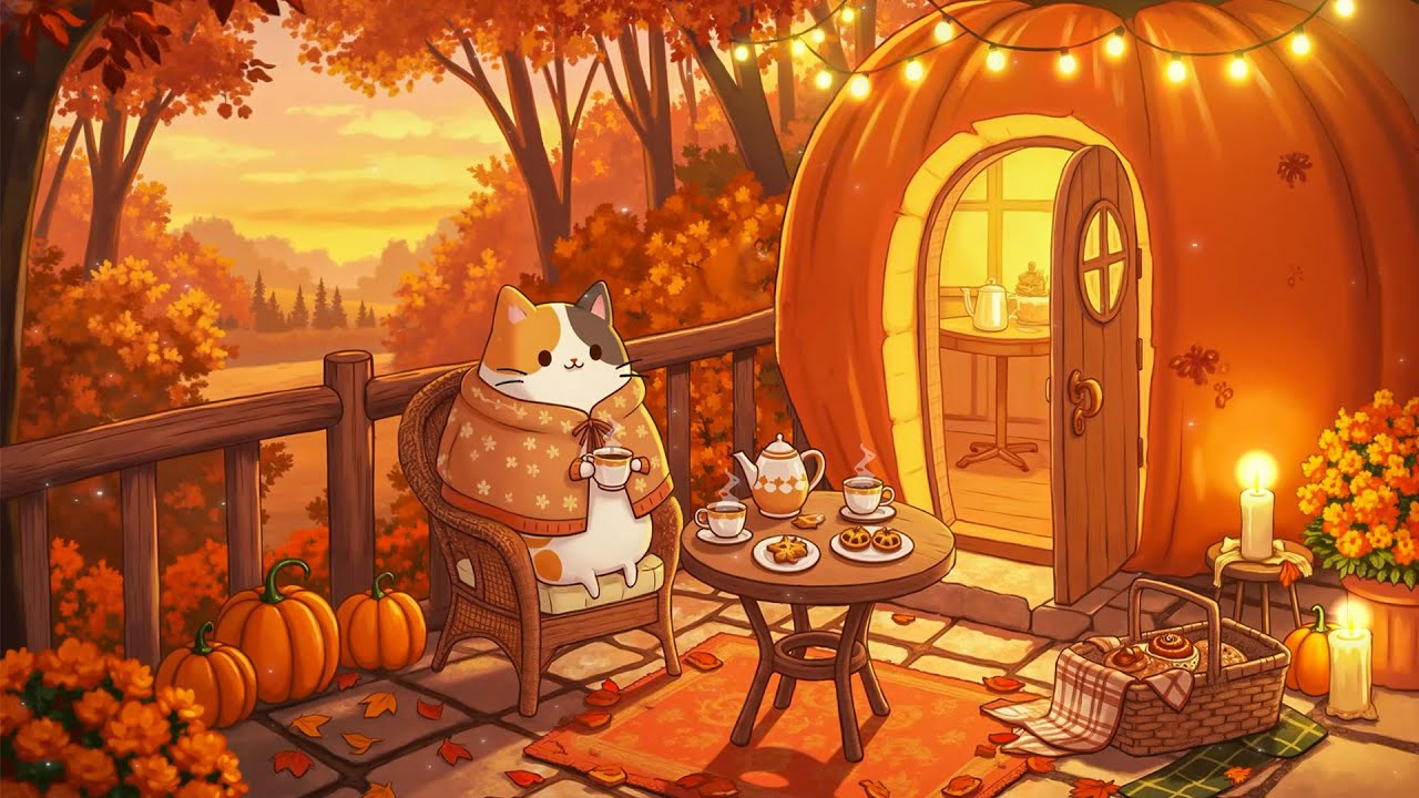 Poo's Cozy Pumpkin House 🎃 Lofi Music for Focus & Relaxation 🌟 Peaceful Lofi Beats