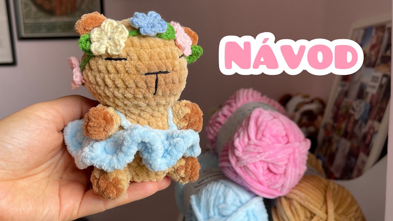 Návod 📝 na háčkovanou Kapybaru v šatičkách 👗💐