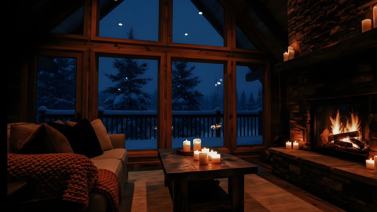 Peaceful Fireplace Sounds | Warm Cozy Night Ambience