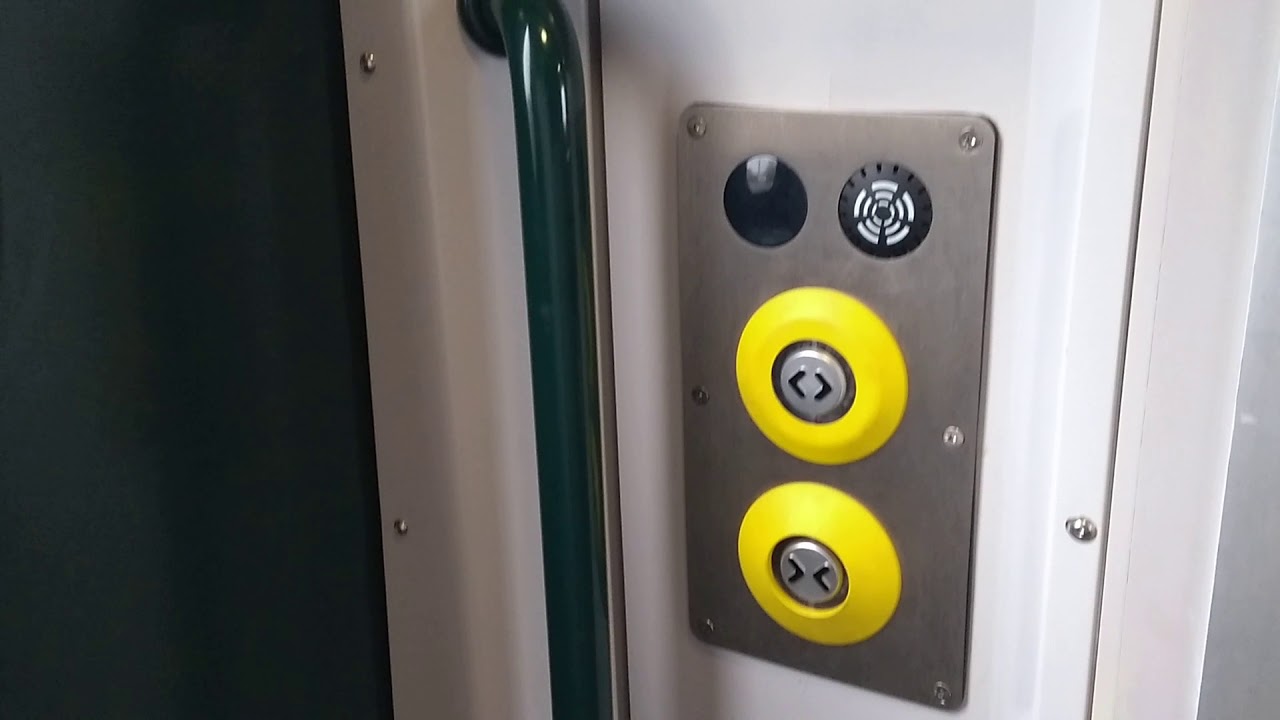 Trains.  Inside the new short GWR HST, Castle Class, showing plug-door controls and vestibule.