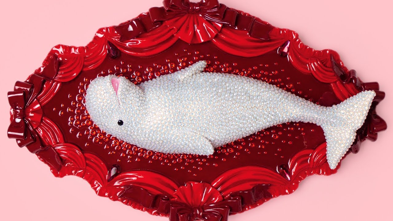 “Save Me” Beluga Whale Polymer Clay Sculpture