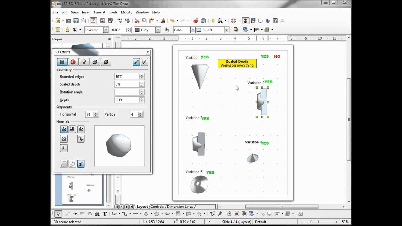 LibreOffice Draw (35) 3D-эффекты Часть 1