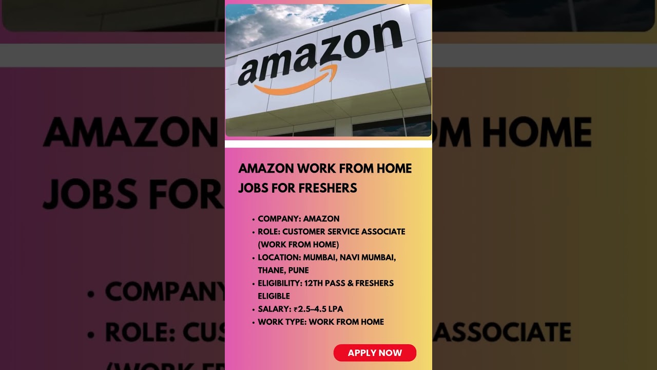 Amazon Work From Home Jobs for Freshers | Check the Description Box for the Apply Link #WorkFromHome