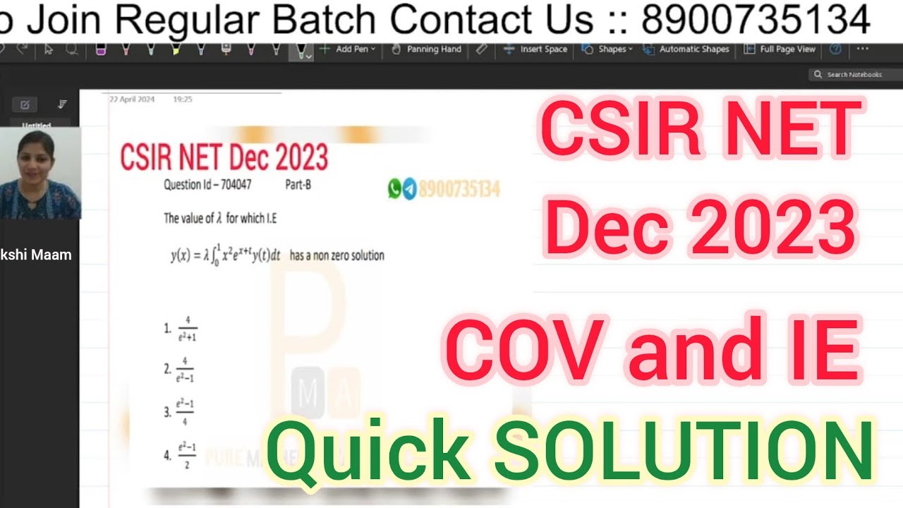 CSIR NET December 2023 Integral Equation (IE) and Calculus of Variation (COV) Complete Solution