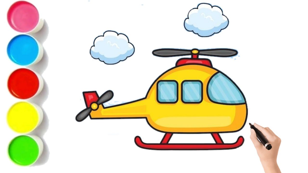 How toDraw helicopter. Drawing and coloring. 