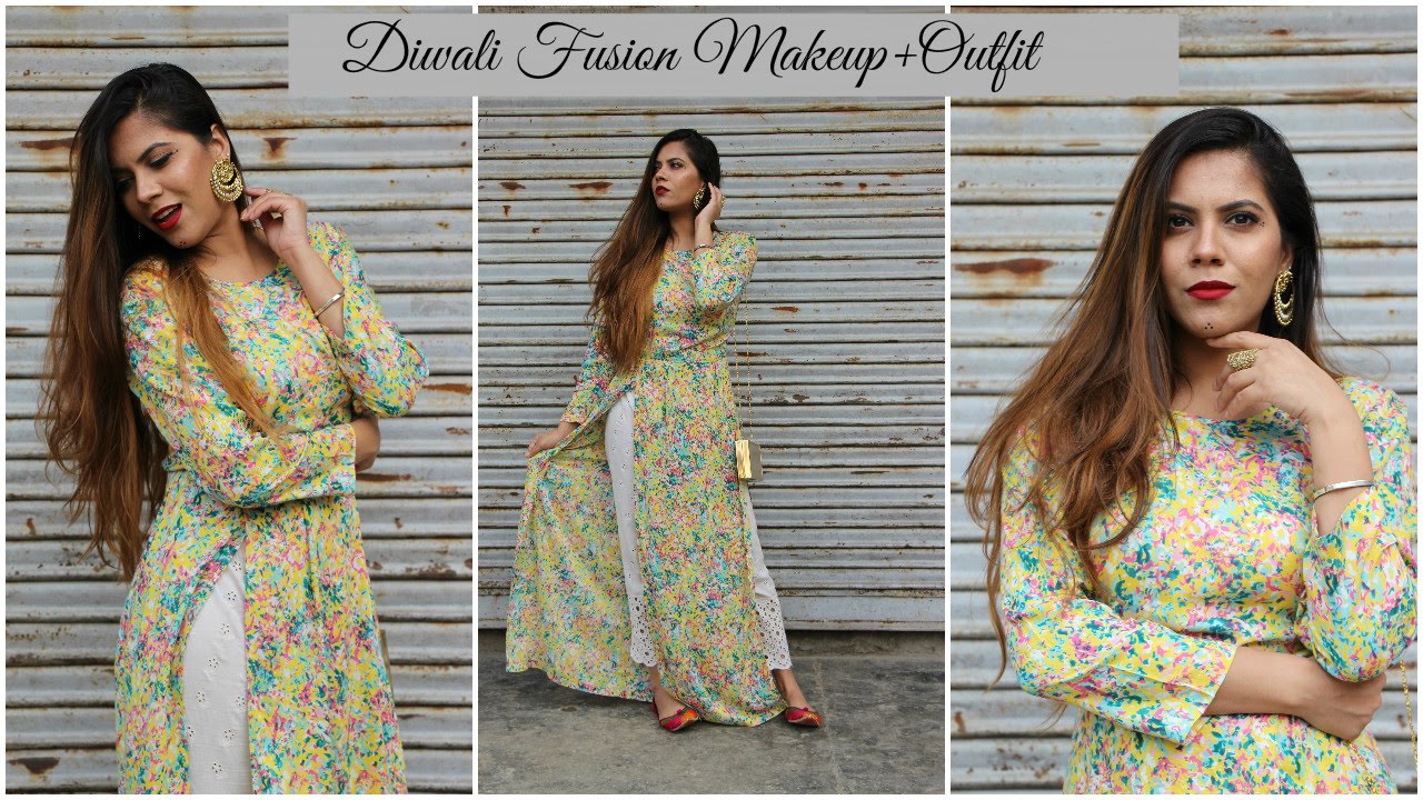 Diwali Fusion Makeup + Outfit