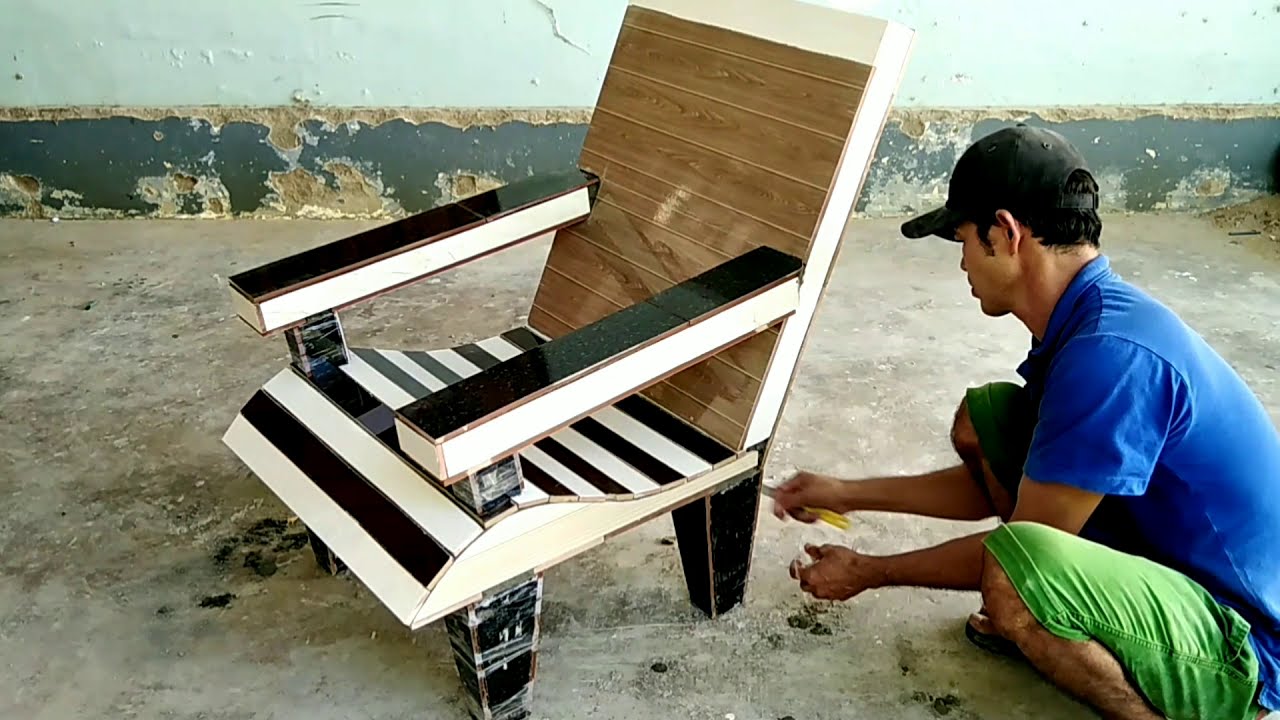 Penpenvn How to make chairs made of cement and ceramic tiles is very beautiful # 58