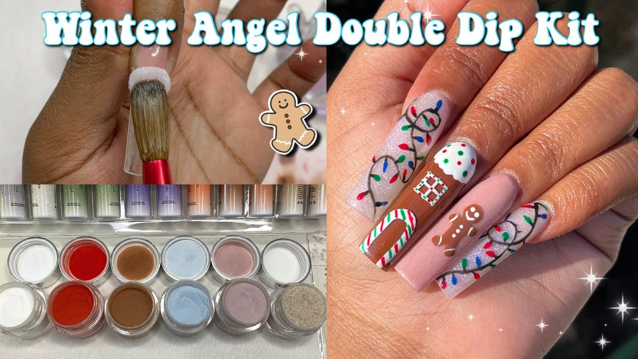 Winter Angel Double Dip x KC Nails Collab! Gingerbread Nail Art | 2-in-1 Dip Powder & Acrylic