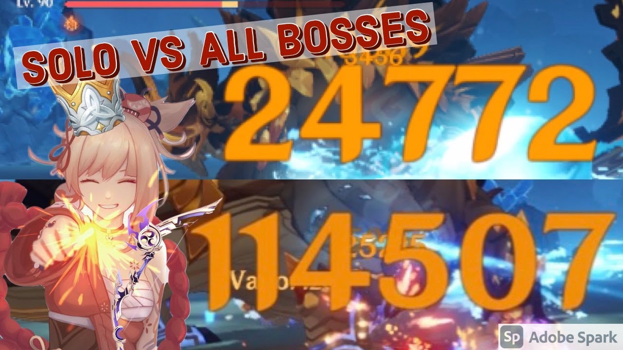 Solo Yoimiya C0 vs All bosses with Thundering Pulse R1 | Genshin Impact