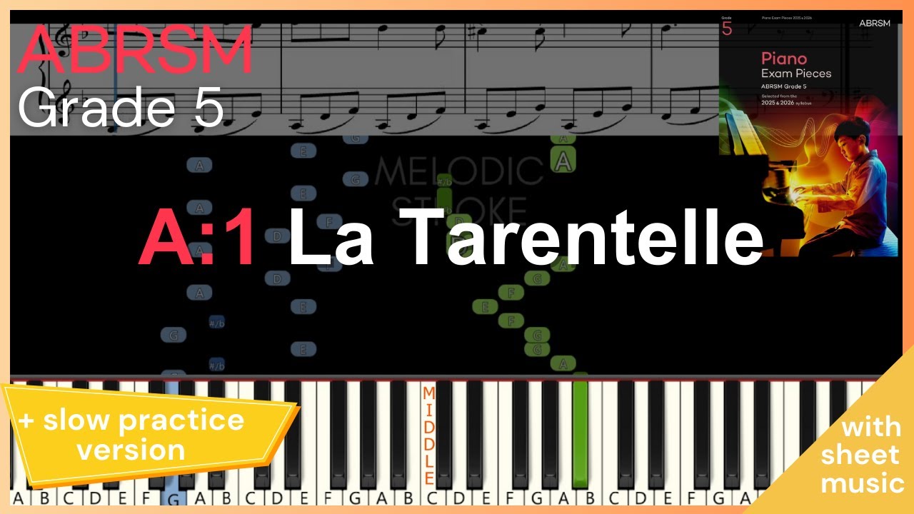 La Tarentelle - Burgmuller  | A1 ABRSM 2025 & 26 Grade 5 | PIANO TUTORIAL + slow practice