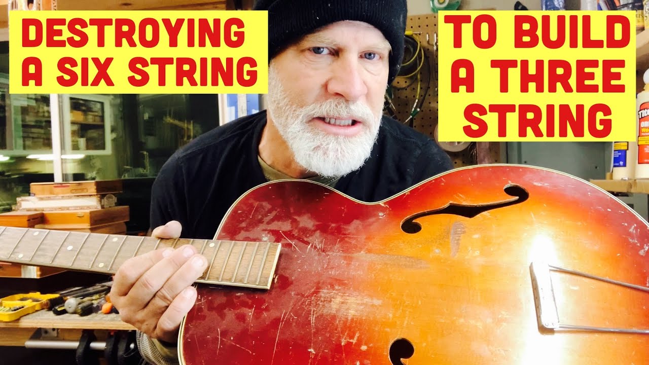 Destroying a Six String to Build a Three String - (Bonus Cigar Box Guitar LESSON)