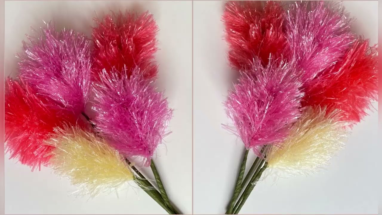 DIY Raffia Flower | Plastic string Rope Flower Craft | Unique Flower Decor Ideas | Sindhu’s Crafts