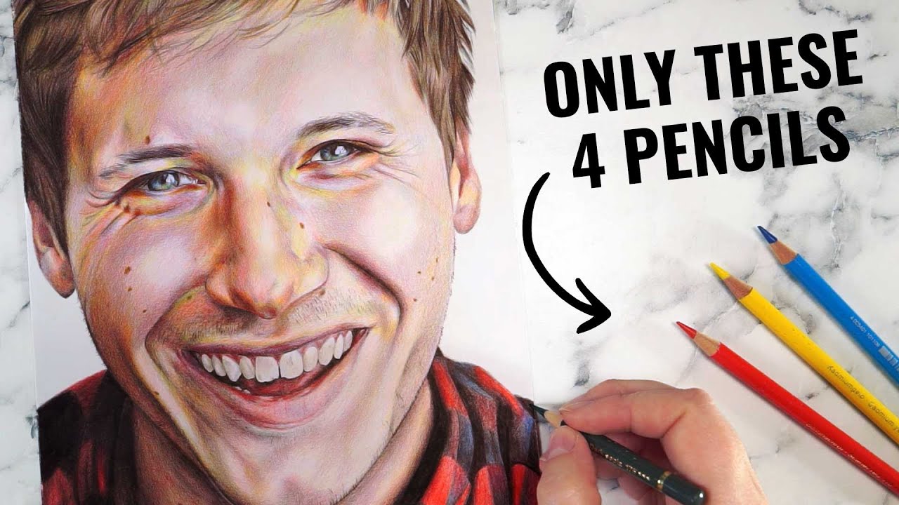 JUST 4 Pencils To Draw A Full Portrait?!