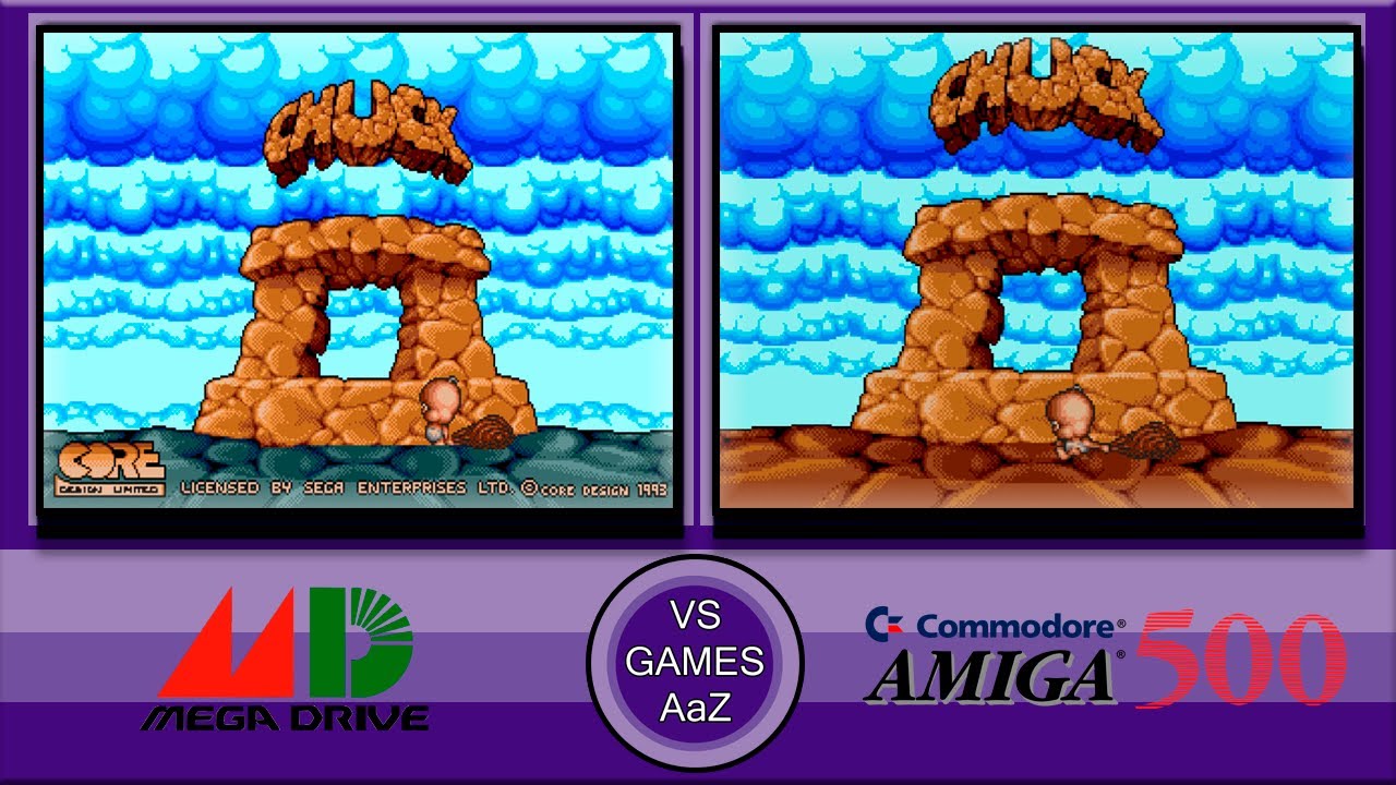 Chuck Rock 2 - Son of Chuck (Mega Drive VS Amiga 500)Side by side Graphics Comparison