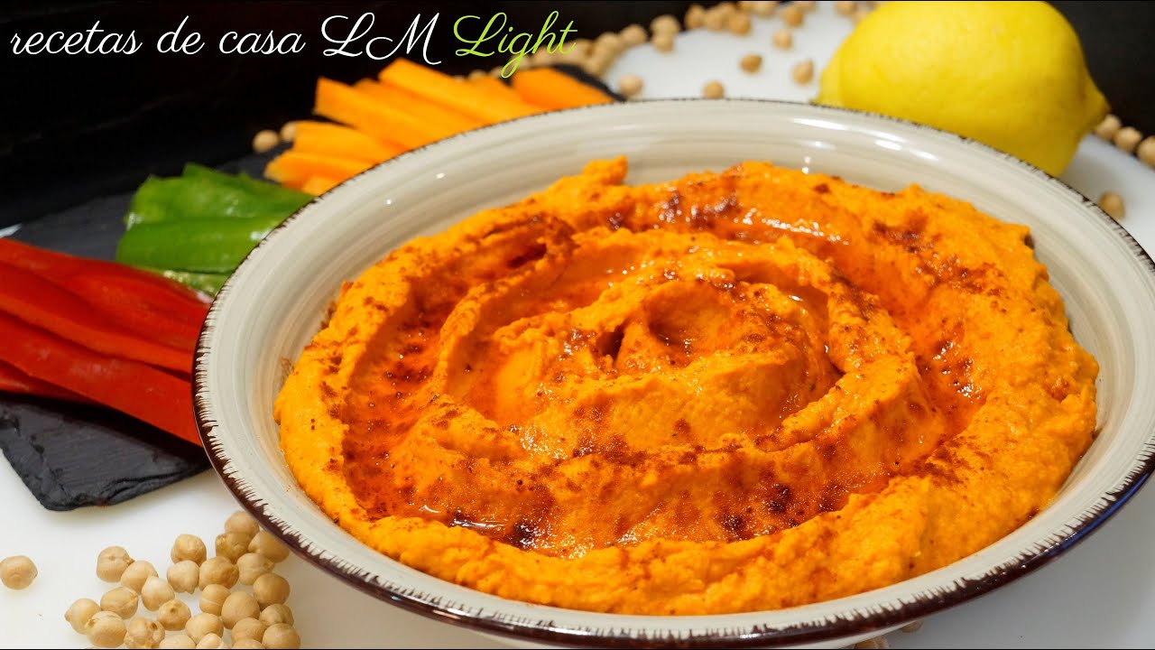 HUMMUS DE PIMIENTO DE PIQUILLO RECETA FÁCIL RÁPIDA SALUDABLE Y ECONÓMICA recetas de casa LM Light