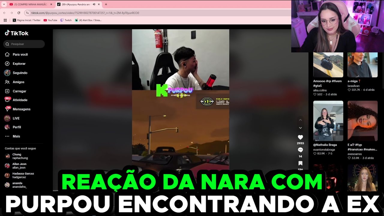 NARA FALANDO DA REA&Ccedil;&Atilde;O DO PURPOU AO ENCONTRAR COM A EX