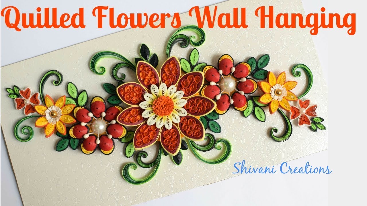 Quilled Flowers Wall Hanging/ 3D Quilling Orange Flowers/ Paper Quilling Showpiece