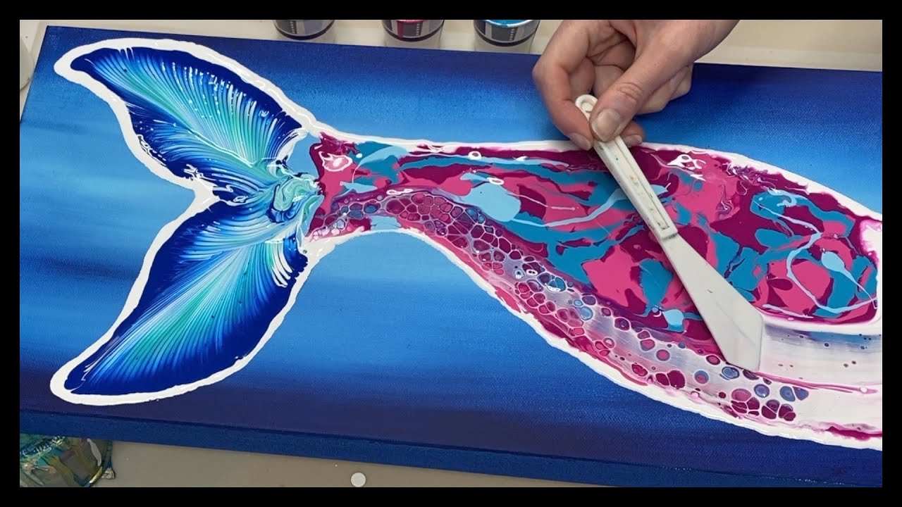 5. Easy Mermaid Tail - Acrylic Chain Pull and Swipe Painting Tutorial