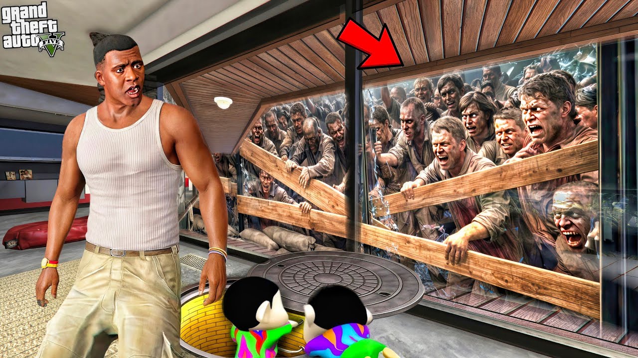 Franklin Saving His House From Biggest Zombie Apocalypse || Gta 5
