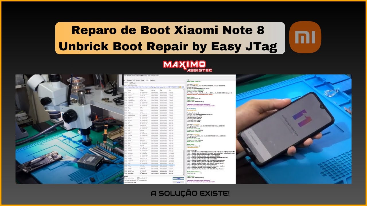 Reparo de Boot Xiaomi Note 8/Unbrick Boot Repair by Easy JTag