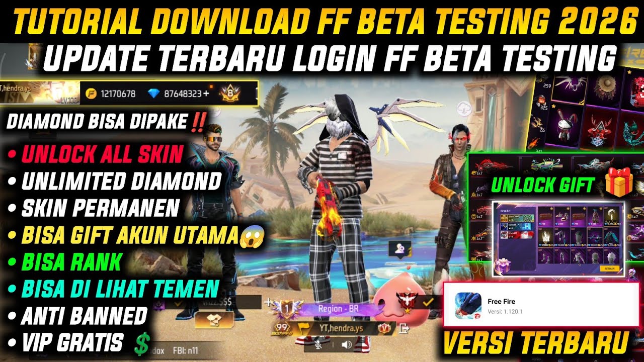 100 % WORK‼️ CARA DOWNLOAD FF KIPAS ORI 2026 VIP GRATIS!! FF BETA 2026 SEMUA HP